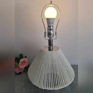 Retro Style Table Lamp With Braided String‎ White